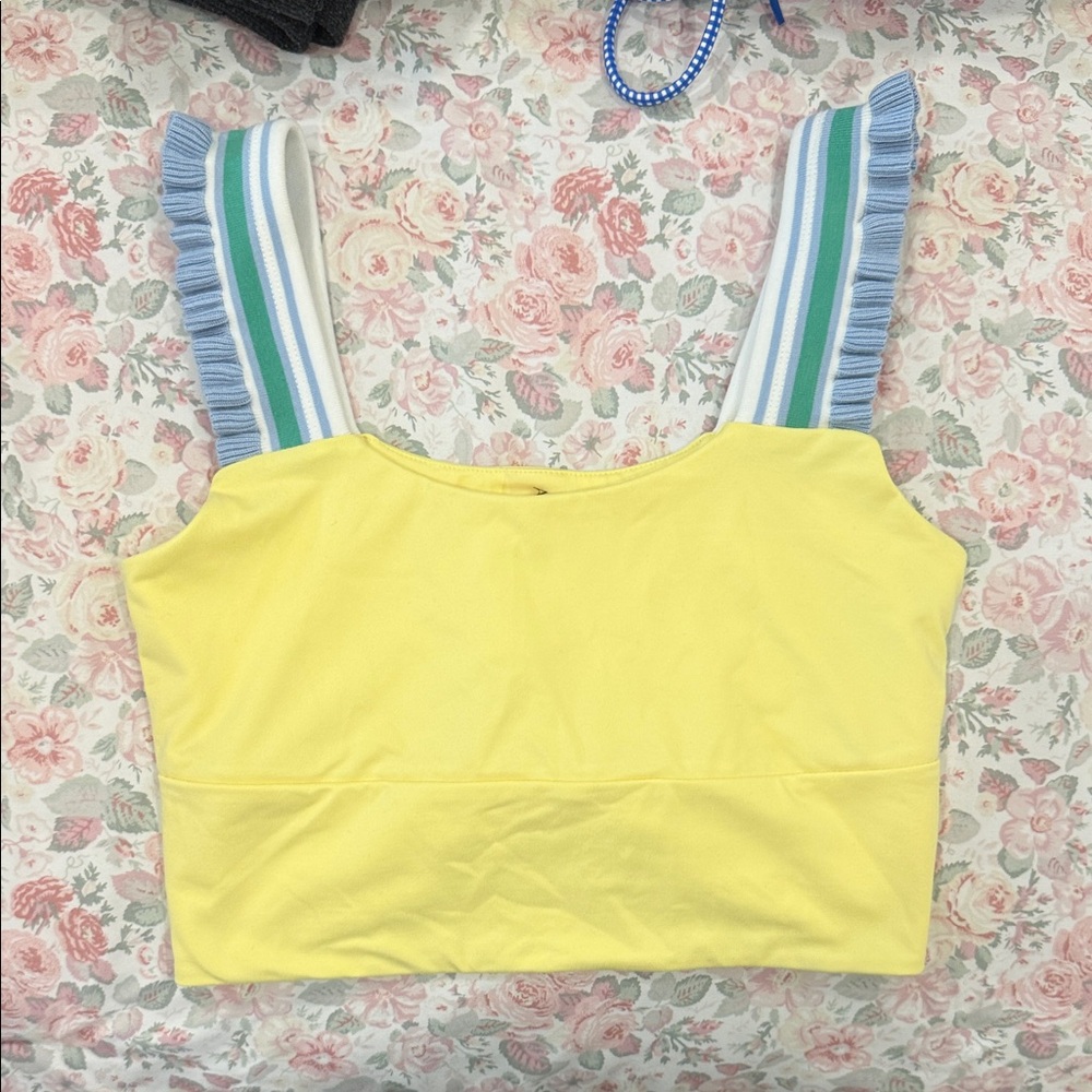 Altar’d State Yellow Athletic Top with Striped Straps